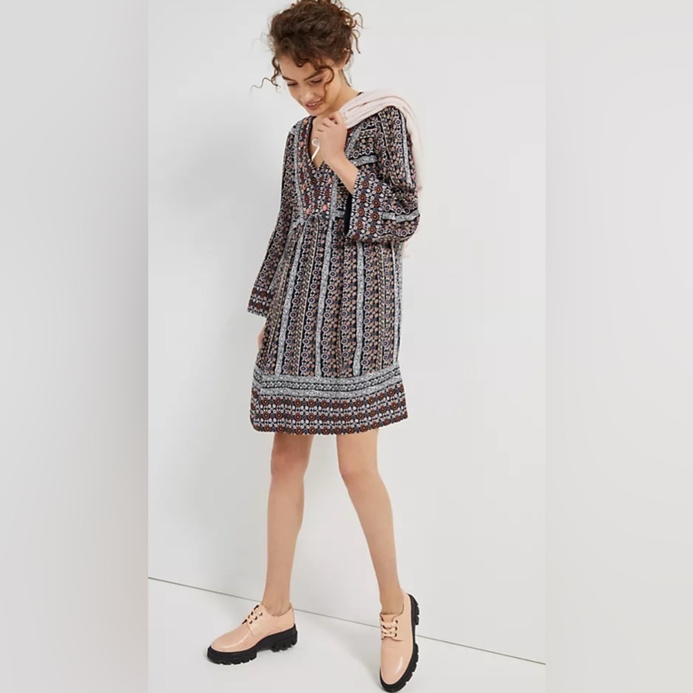 Anthropologie Maeve Naomi Multi Color Floral Embroidered Beaded Dress Size XS - Picture 13 of 13
